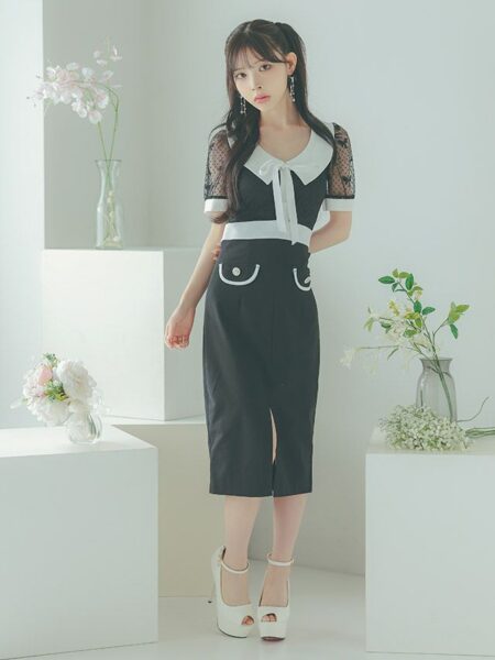 上品な透け感と甘めリボンの組み合わせが絶妙な1着♡