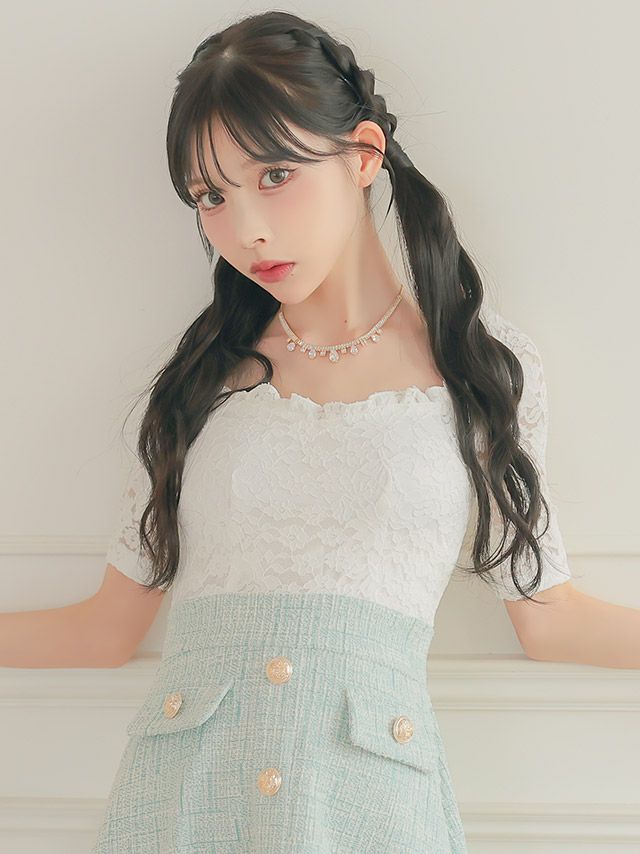 レース×ミントカラーで一気にガーリーな印象に♡