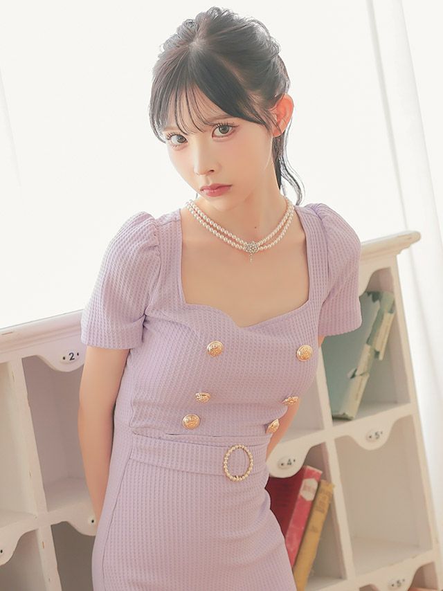 ラベンダーカラーが上品に映えるマーメイドラインの大人可愛いドレス♡