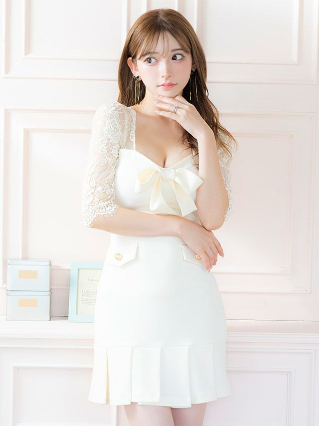 上品レースとリボンで魅せる美シルエットマーメイドドレス♡